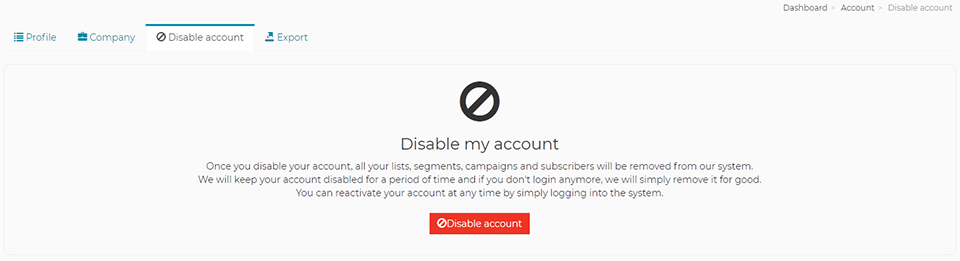 disable account